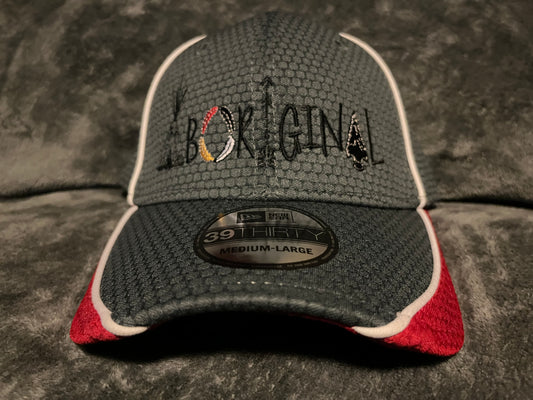 “Aboriginal” Logo FlexFit Adult Hat Grey/Red