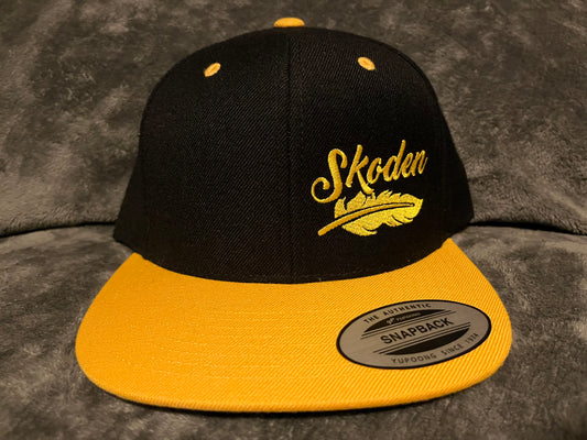 “Skoden” Left Panel Logo Snapback Flat Bill Hat Yellow