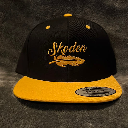 “Skoden” Logo Snapback Flat Bill Hat Yellow